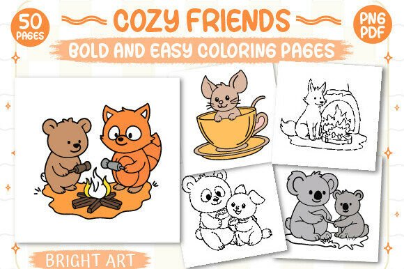 Download Bold and Easy Cozy Friends Coloring Book - Cozy Collection