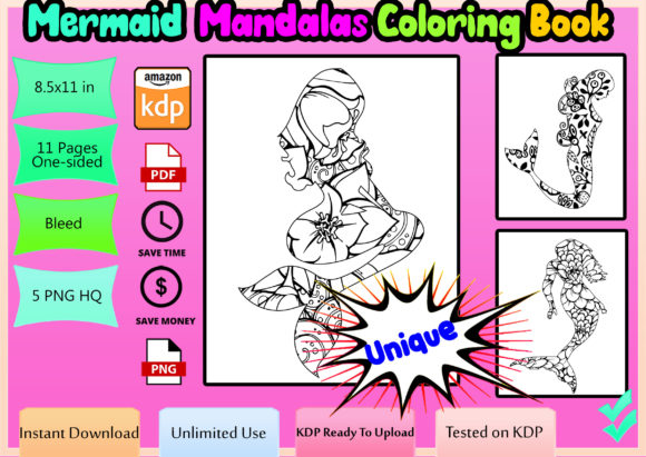 Download Mermaid Mandala Coloring Books - Coloring book Collection