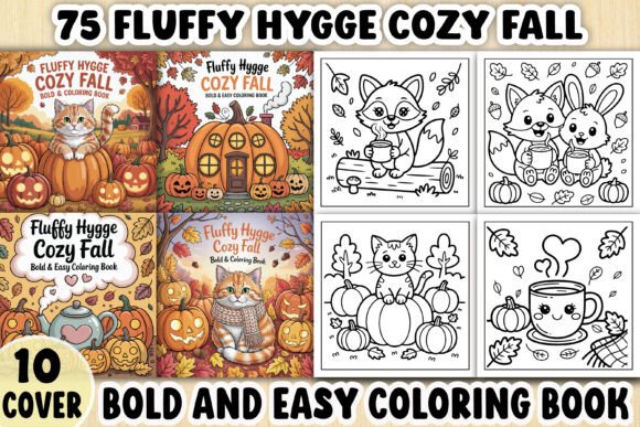 Download 75 Fluffy Hygge Cozy Fall Coloring Book - Cozy Collection
