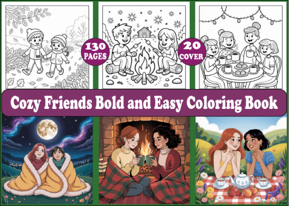 Download Cozy Friends Bold and Easy Coloring Book - Cozy Collection