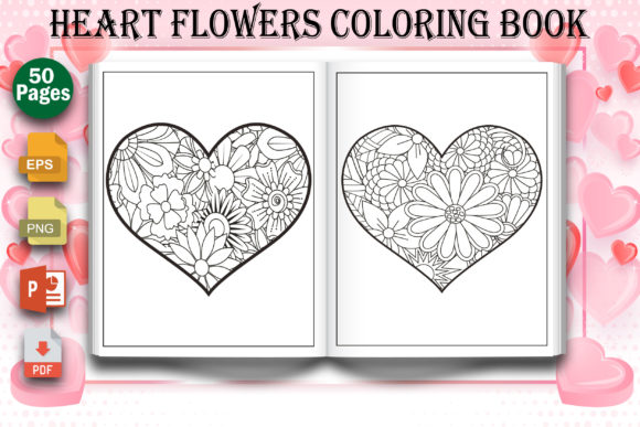 Download Heart Flowers Coloring Book for Adult - Coloring book Collection
