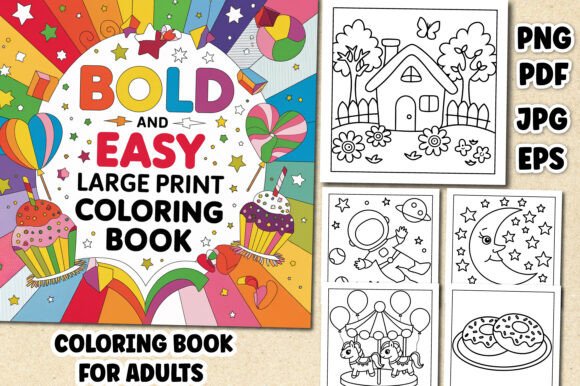 Download Bold and Easy Large Print Coloring Book - Coloring book Collection
