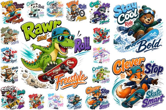 Download Kids Skateboard Animal PNG Bundle - Premium Resources
