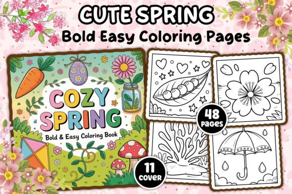 Download Cute Spring Bold and Easy Coloring Book - Coloring book Collection