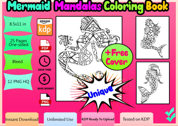 Download Mermaid Mandala Coloring Book for Adults - Coloring book Collection