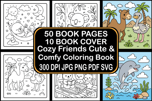 Download Cozy Friends Cute &amp; Comfy Coloring Book - Cozy Collection