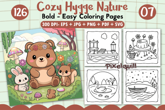 Download Cozy Hygge Nature: Bold Coloring Pages - Cozy Collection
