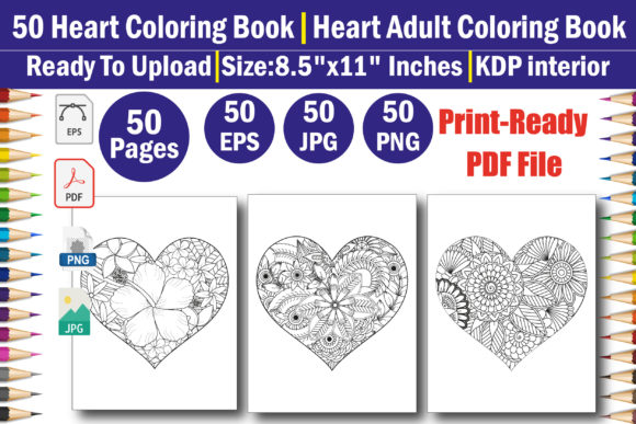 Download Heart Flowers Coloring Book for Adult - Coloring book Collection
