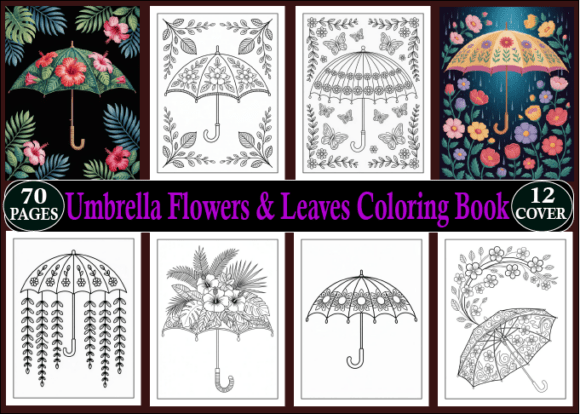 Download Umbrella Flowers &amp; Leaves Coloring Book - Coloring book Collection