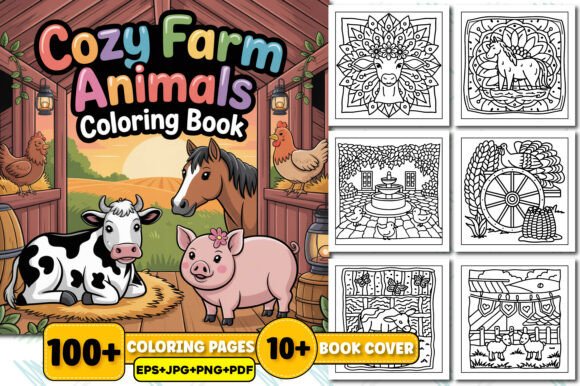 Download Cozy Farm Animals Coloring Book Adults - Cozy Collection