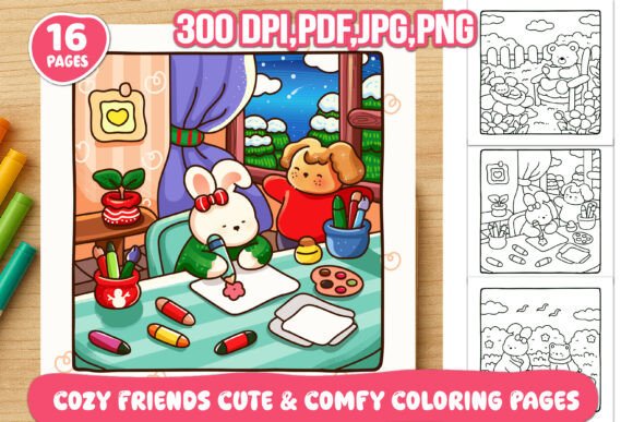 Download Cozy Friends Cute &amp; Comfy Coloring Pages - Cozy Collection