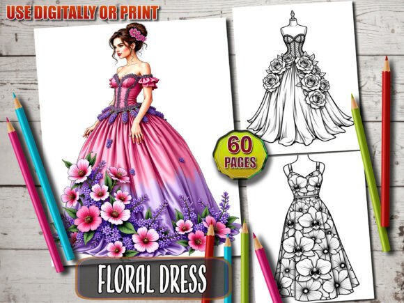 Download 60 Floral Dress Coloring Book - Coloring book Collection