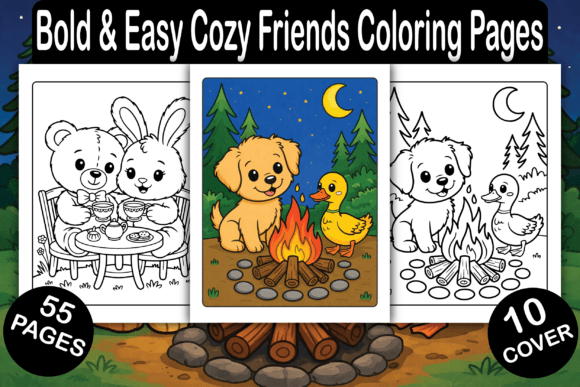 Download Bold &amp; Easy Cozy Friends Coloring Pages - Cozy Collection