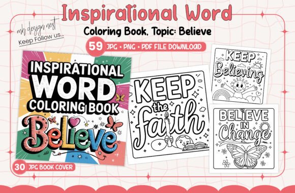 Download Believe Inspirational Word Coloring Book - Coloring book Collection