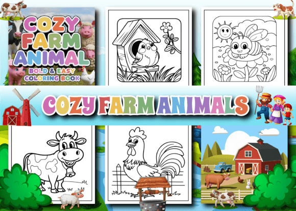 Download Cozy Farm Animals Bold and Easy Coloring - Cozy Collection