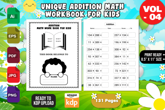 Download Printable Addition Math Workbook Vol - 4 - Addition Collection