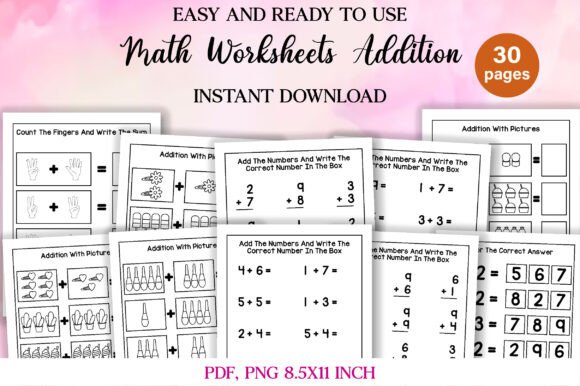 Download Math Addition Workbook for Kindergarten - Addition Collection