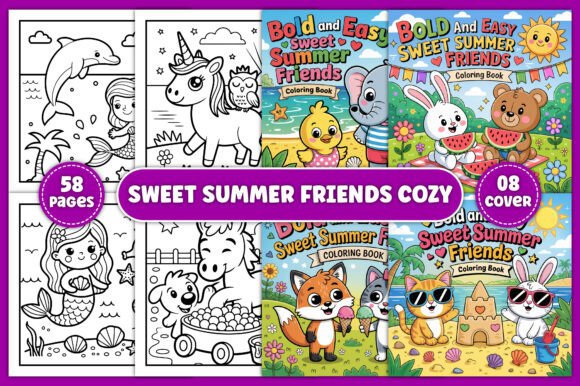 Download Sweet Summer Friends Cozy Coloring Book - Cozy Collection