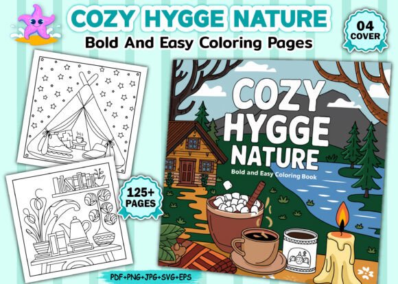 Download Cozy Hygge Nature: Bold Coloring Pages - Cozy Collection