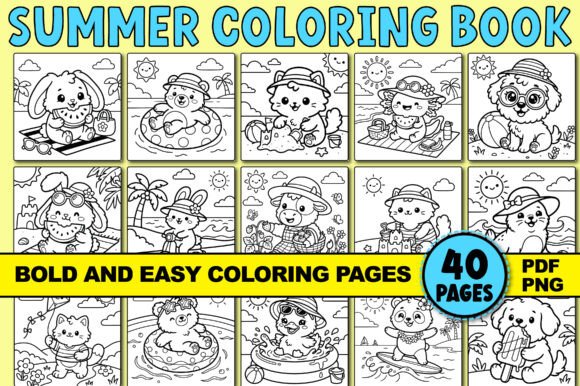Download EASY and BOLD SUMMER CUTE COLORING BOOK - Coloring book Collection