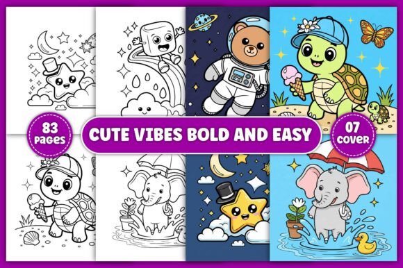 Download Cute Vibes Bold and Easy Coloring Book - Coloring book Collection
