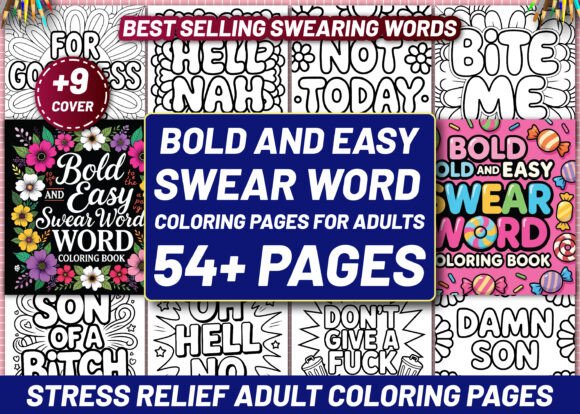 Download BOLD and EASY SWEAR WORD COLORING BOOK - Coloring book Collection