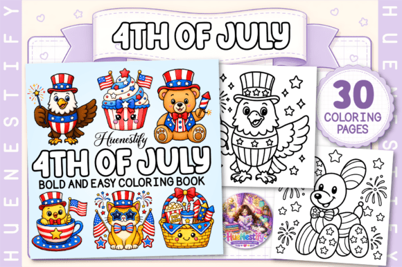 Download 4th of July Bold and Easy Coloring Book - Coloring book Collection