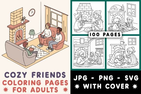 Download Cozy Friends Coloring Pages for Adults - Cozy Collection