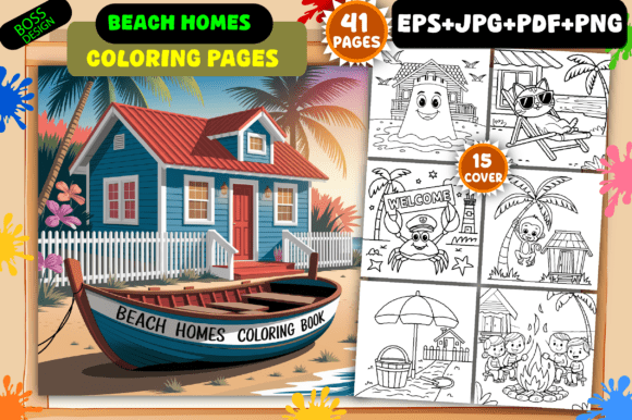 Download Beach Homes Coloring Pages for Adults - Beach Collection
