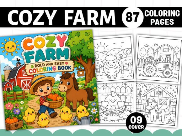 Download Bold and Easy Cozy Farm Coloring Book - Premium Resources