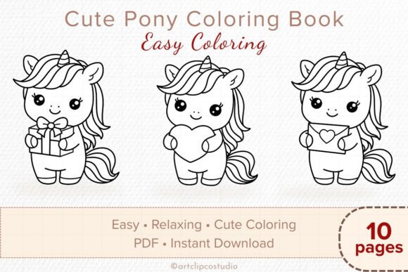 Download Cute Pony Easy Coloring Book for Kids - Coloring book Collection