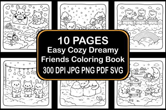 Download Easy Cozy Dreamy Friends Coloring Book - Cozy Collection
