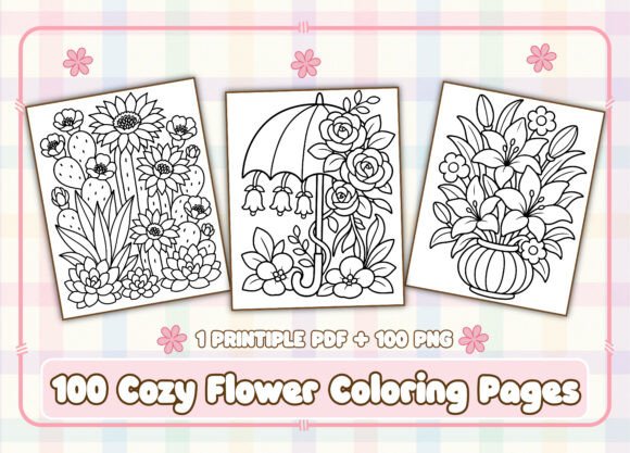 Download 100 Cozy Flower Coloring Pages for Adult - Cozy Collection