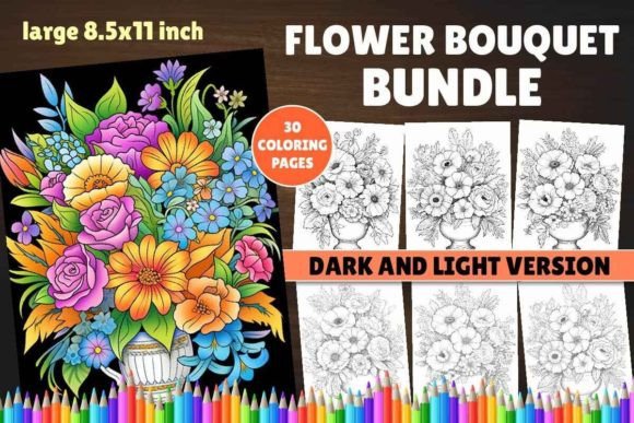 Download Flower Bouquet Bundle Coloring Book - Coloring book Collection