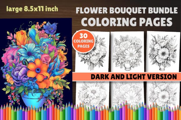 Download Flower Bouquet Bundle Coloring Book - Coloring book Collection