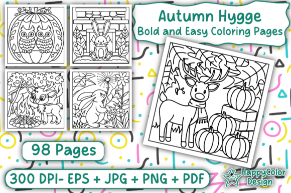Download Autumn Hygge Bold and Easy Coloring Book - Coloring book Collection