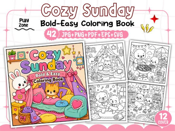 Download Bold and Easy Cozy Sunday Coloring Book - Cozy Collection