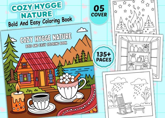 Download Cozy Hygge Nature: Bold Coloring Pages - Cozy Collection