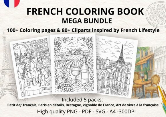 Download MEGA BUNDLE Coloring Book "La France" 🥐 - Coloring book Collection