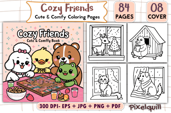 Download Cozy Friends: Cute &amp; Comfy Coloring Page - Cozy Collection